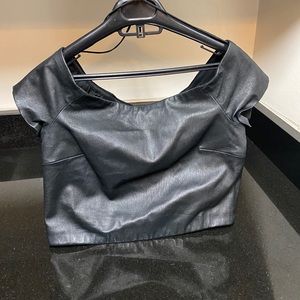 Alice and Olivia leather crop top